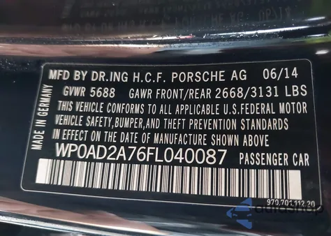 2015 Porsche Panamera E-Hybrid S z USA, uszkodzony, nr VIN WP0AD2A76FL040087